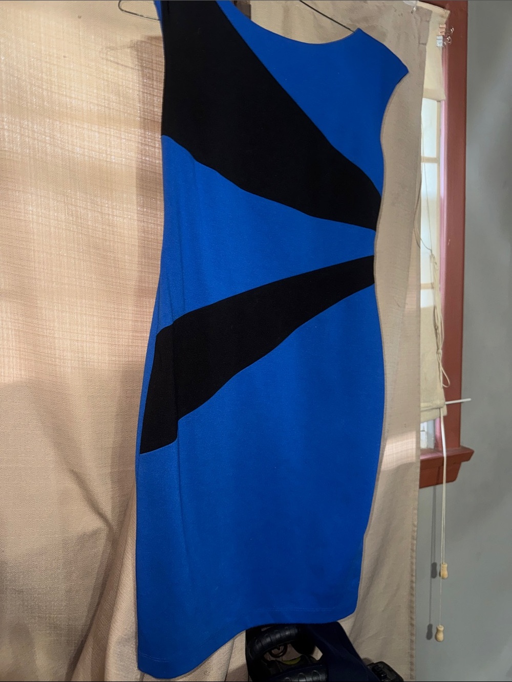 Blue & Black Colorblock Sheath Dress-71
